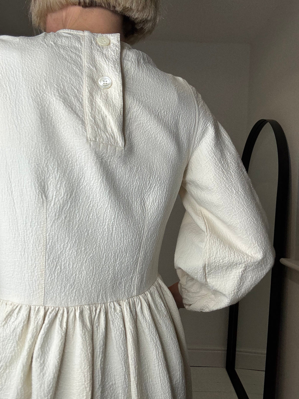 Rosalie Organic Cotton Jacquard Midi Dress in Cream