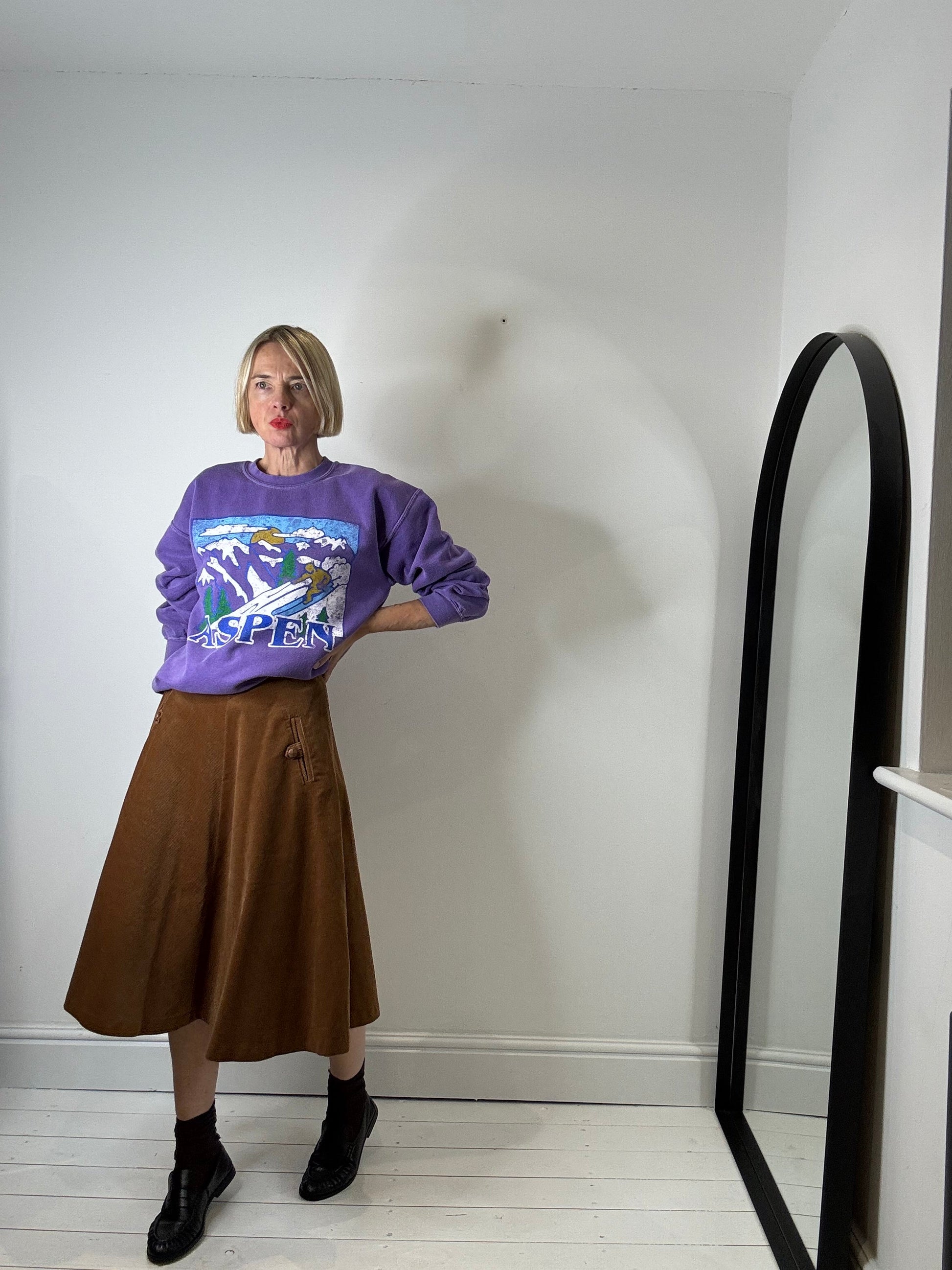 Vintage Toffee Corduroy Circle Skirt