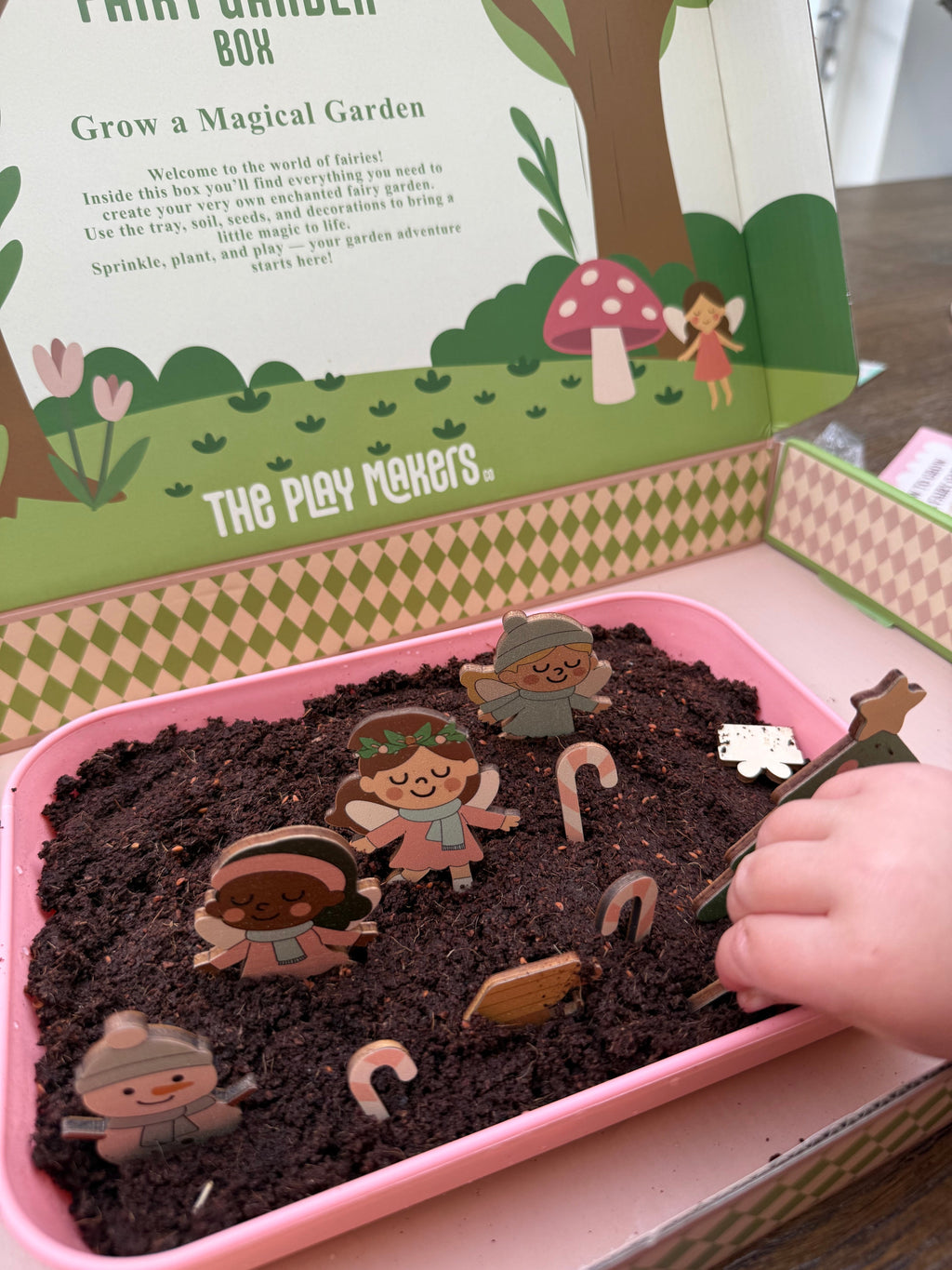 Fairy Garden Starter Kit with Apron, Tray, Shovel, Fairies, Soil and Seeds