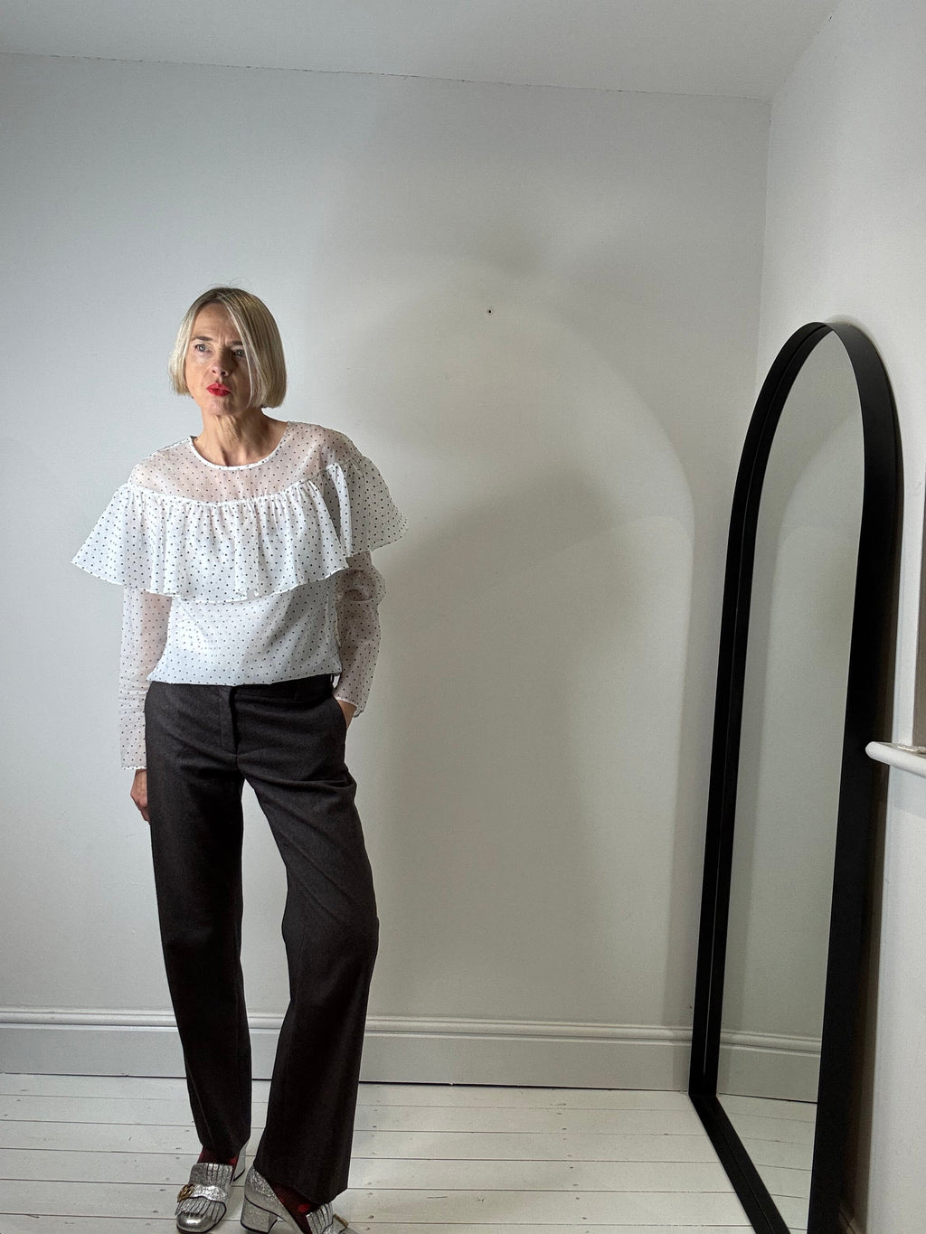 Spot Frill Detail Blouse