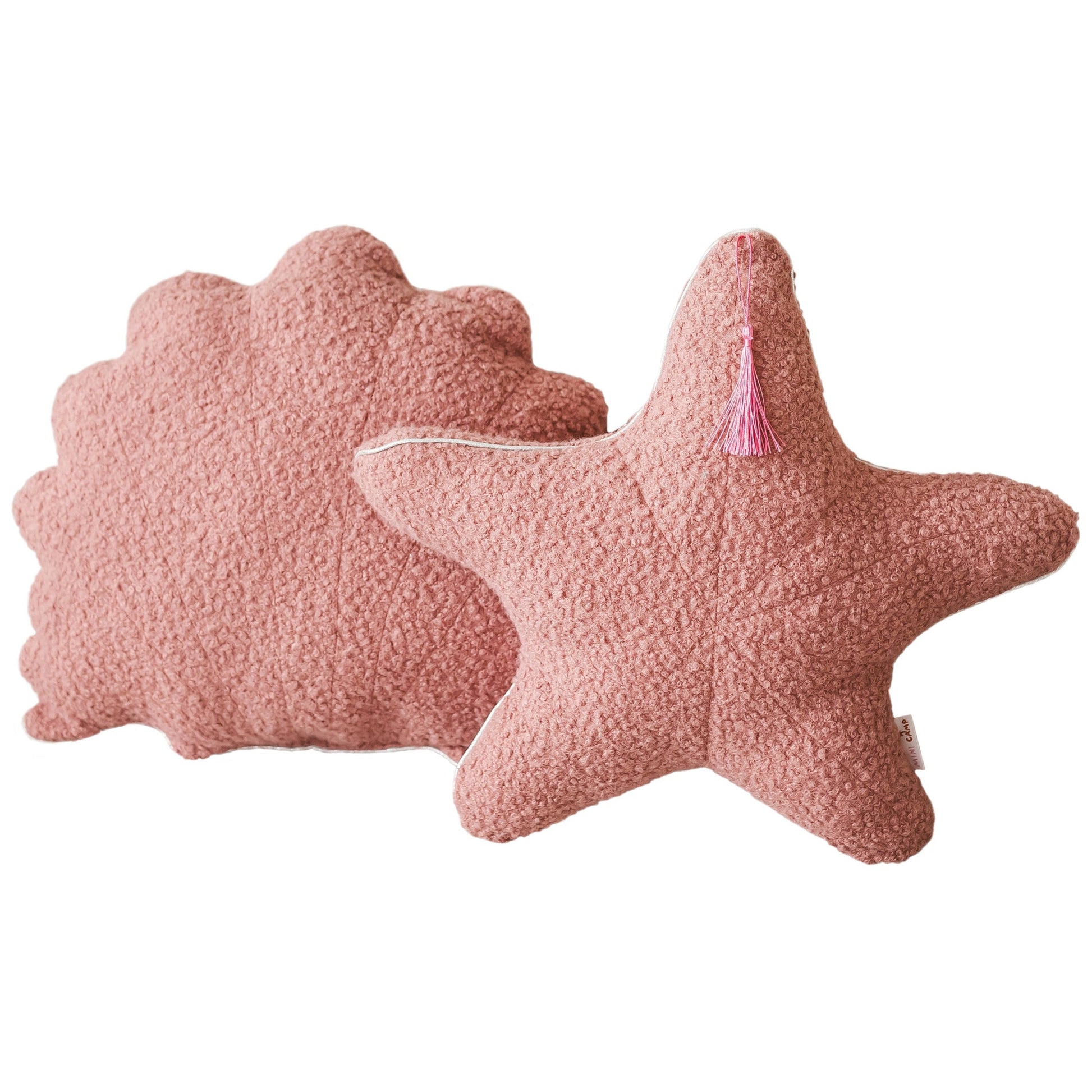Boucle Seashell and Starfish Throw Pillows in Rose Pack of 2