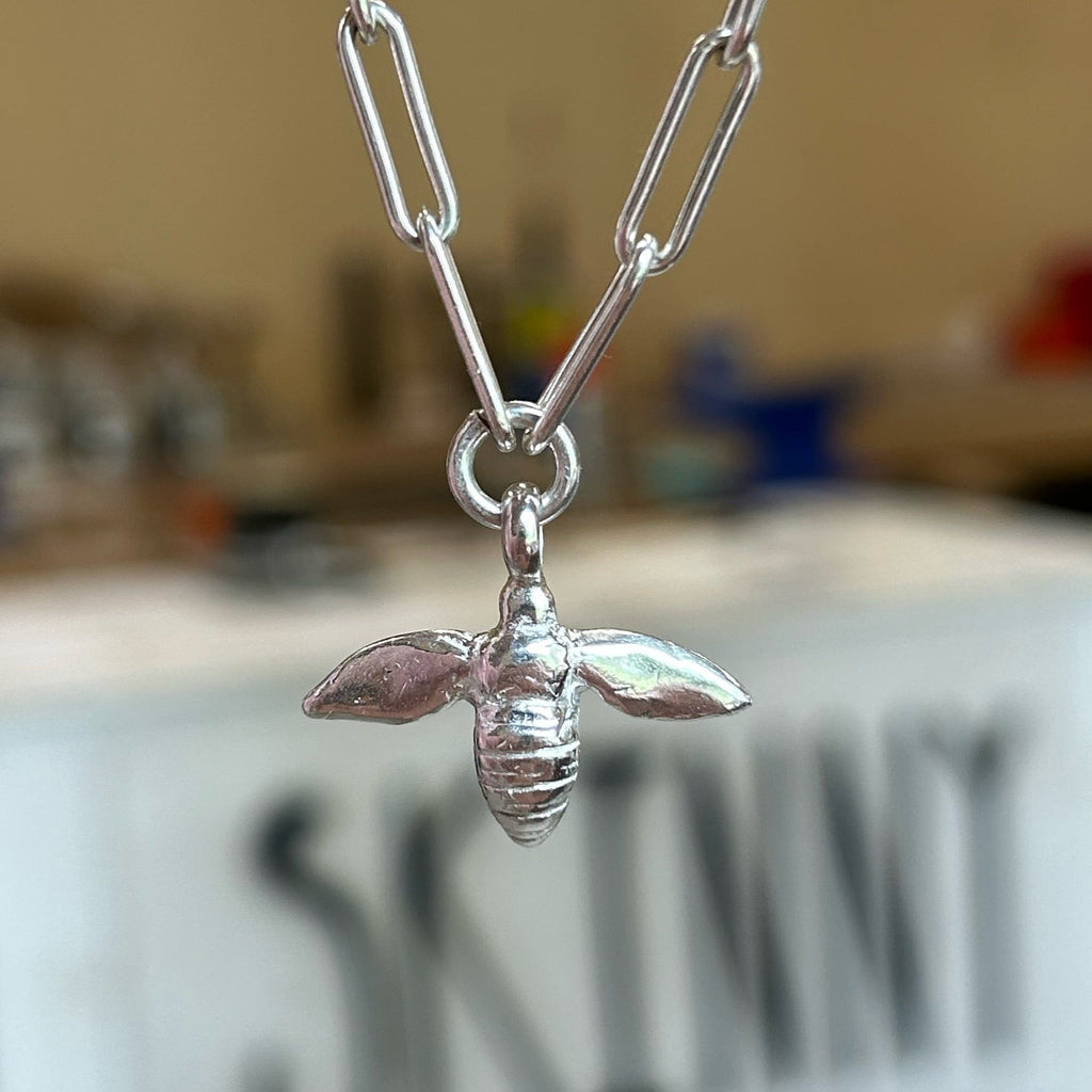 Honey Bee Trace Chain Necklace in Sterling Silver