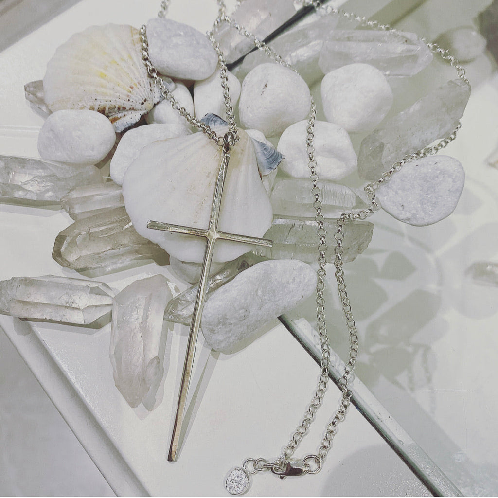 Large Sterling Silver Cross Necklace