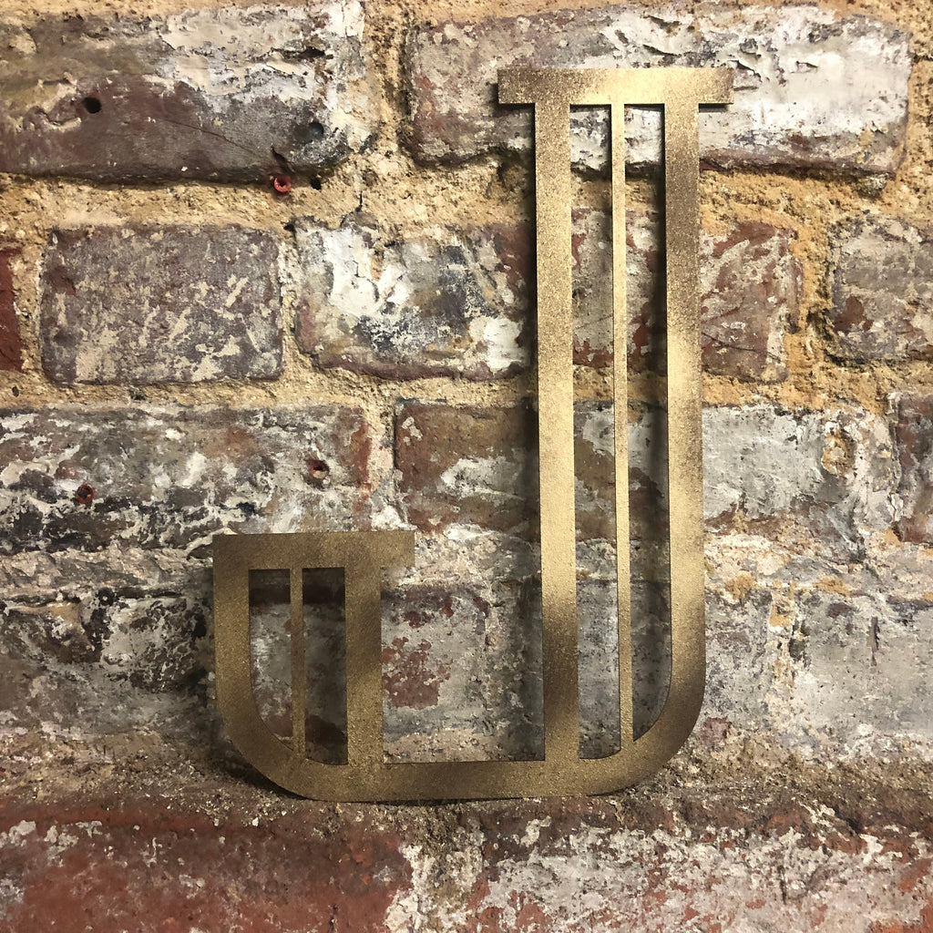 Gold Distressed Art Deco Metal Letters and Numbers 5 inch or 12 inch