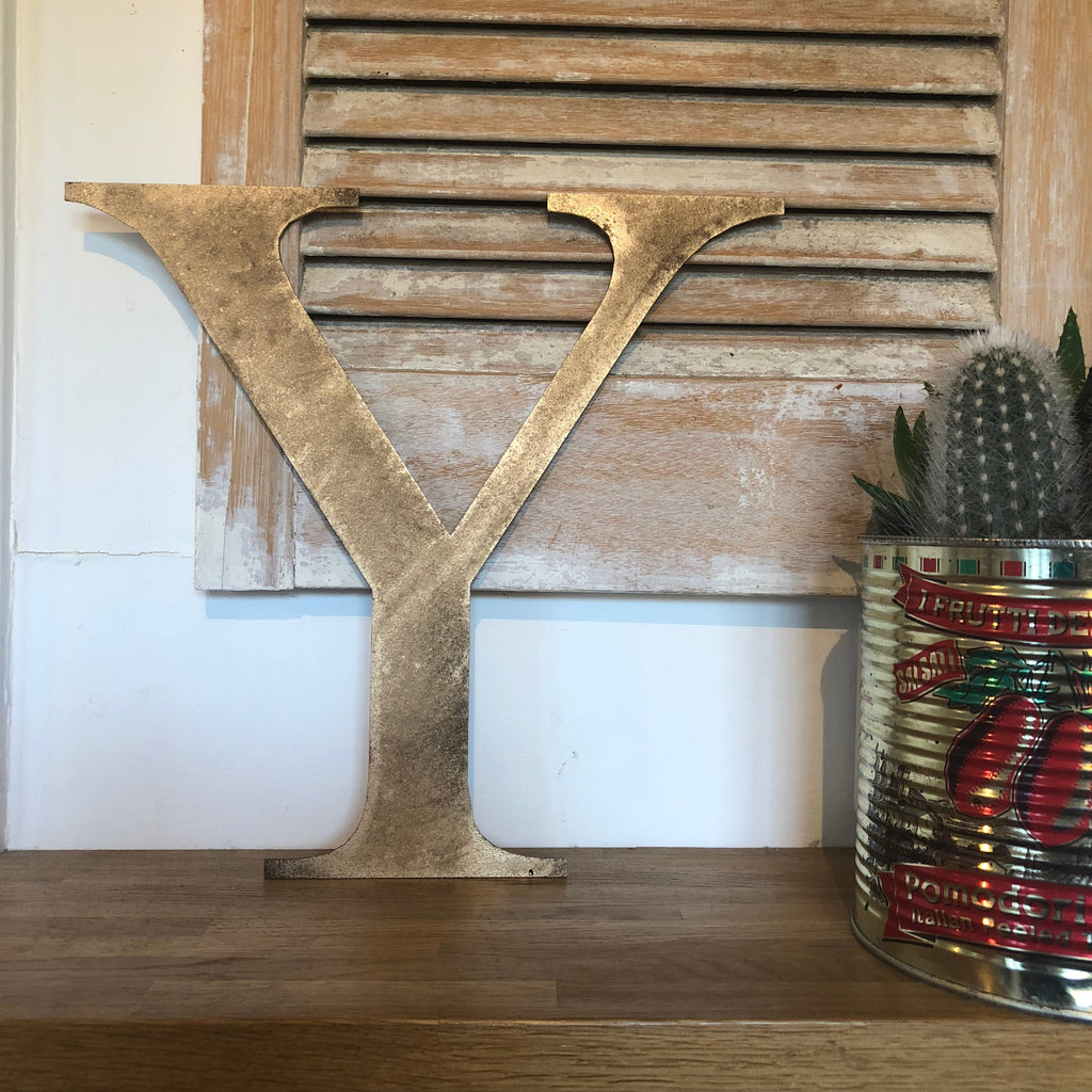 Distressed Gold Metal Letters A-Z 0-9 in 5 inch or 12 inch