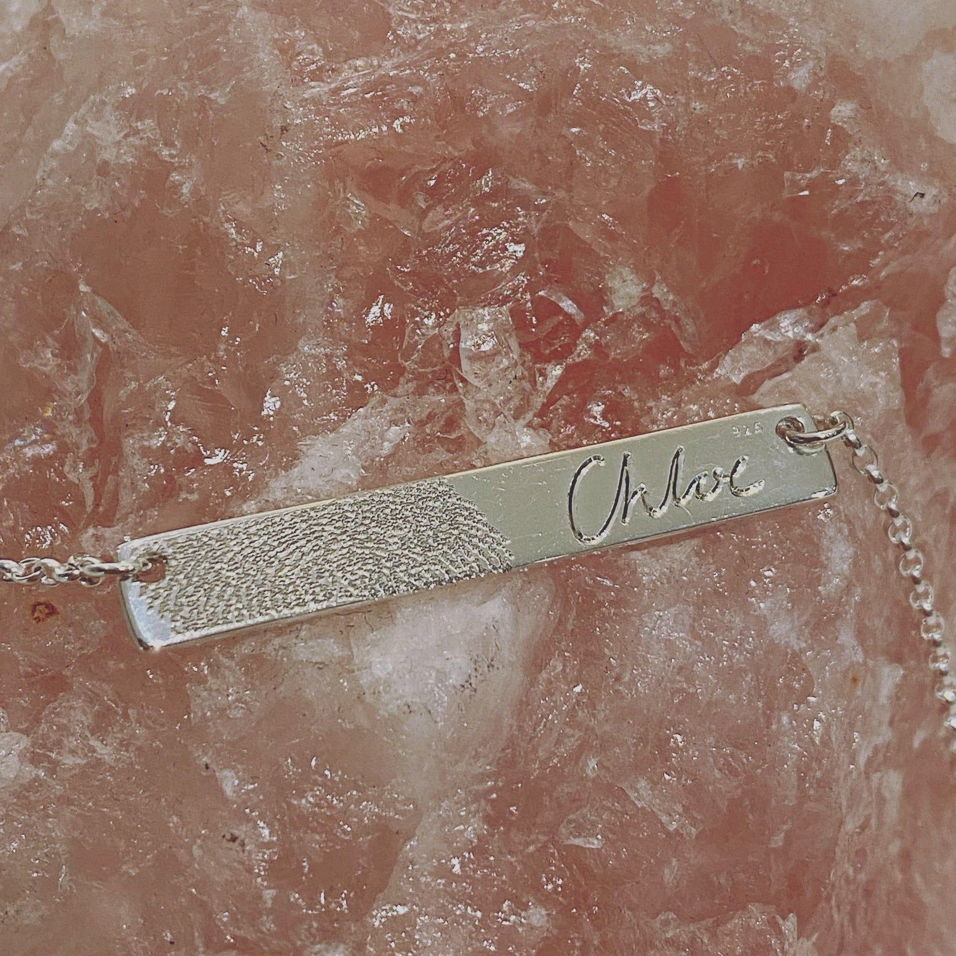 Fingerprint Bar Necklace in Sterling Silver