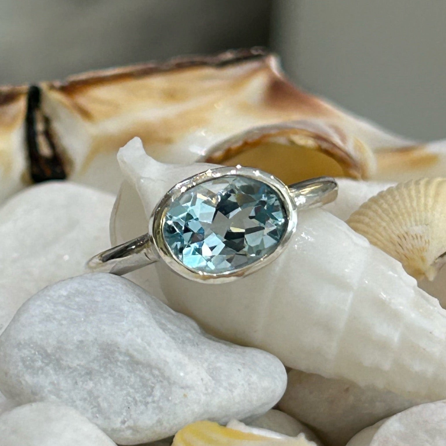 Silver Topaz Oval Ring