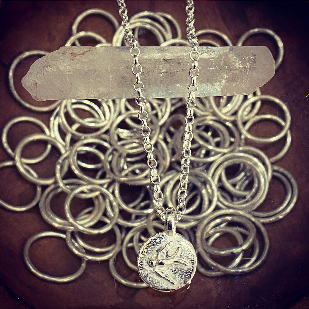 Sterling Silver Swallow Disc Necklace