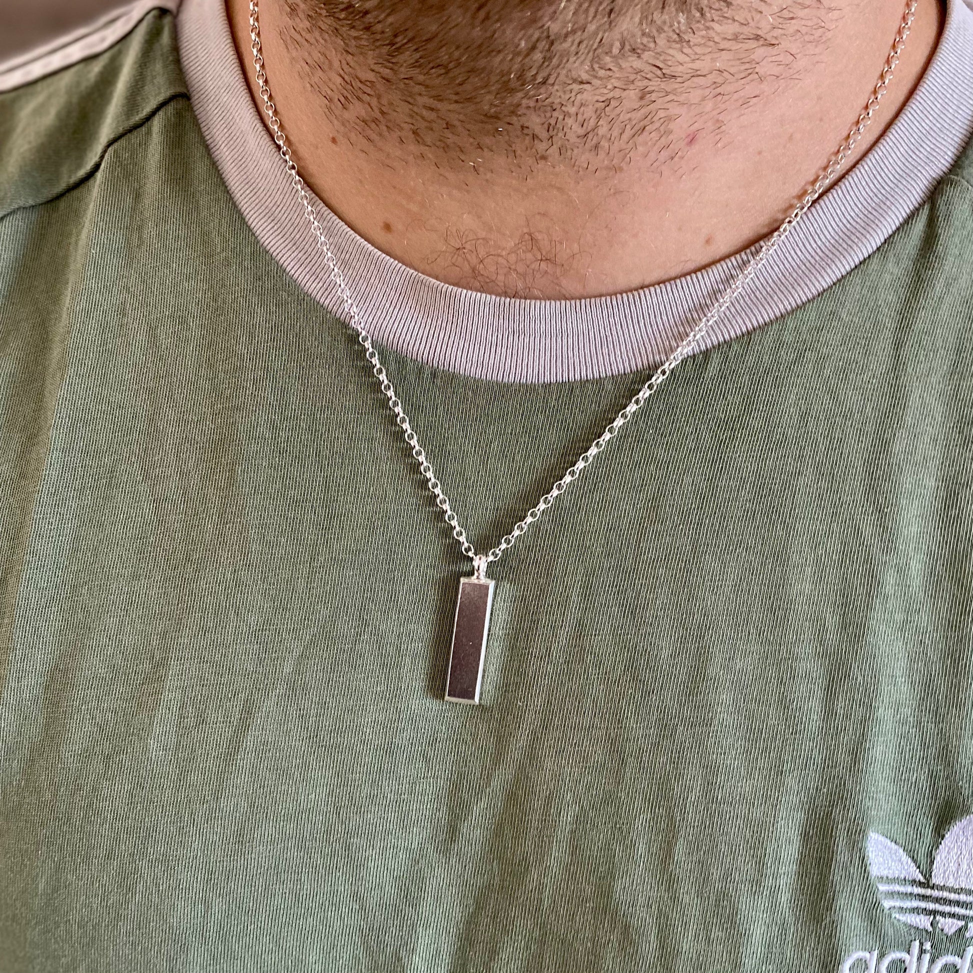 Chunky Ingot Necklace in Sterling Silver