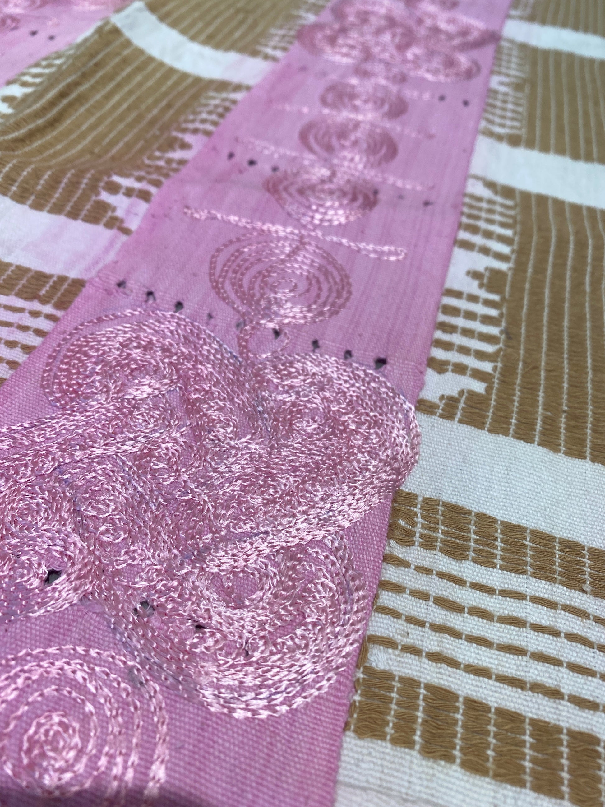 Aso Oke Cloth Throw 175x140cm Handstitched West African Textile