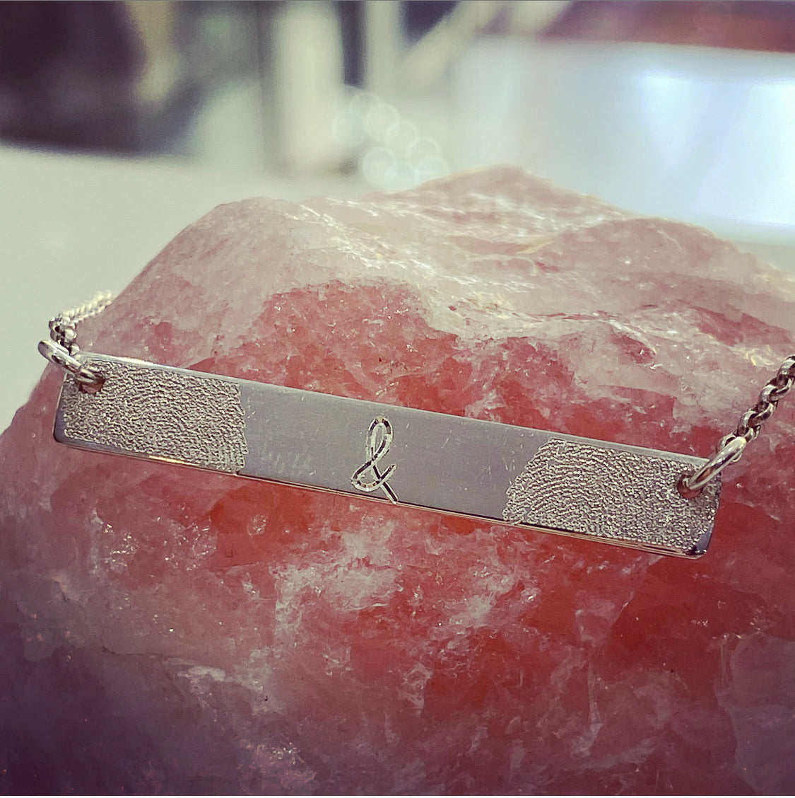 Fingerprint Bar Necklace in Sterling Silver