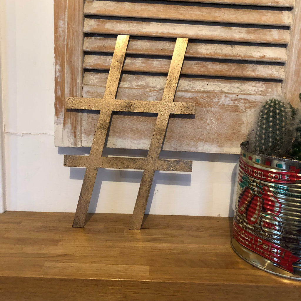 Distressed Gold Metal Letters A-Z 0-9 in 5 inch or 12 inch