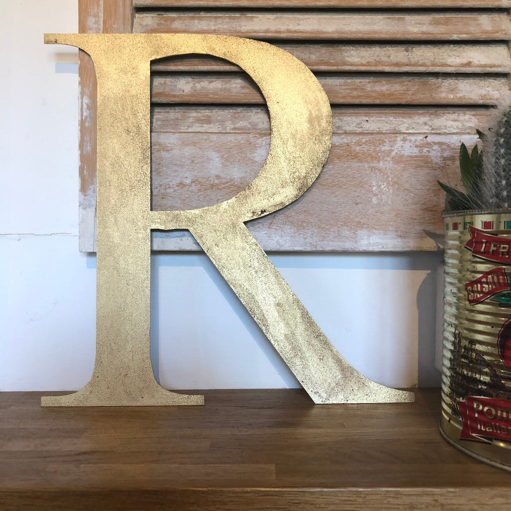 Distressed Gold Metal Letters A-Z 0-9 in 5 inch or 12 inch