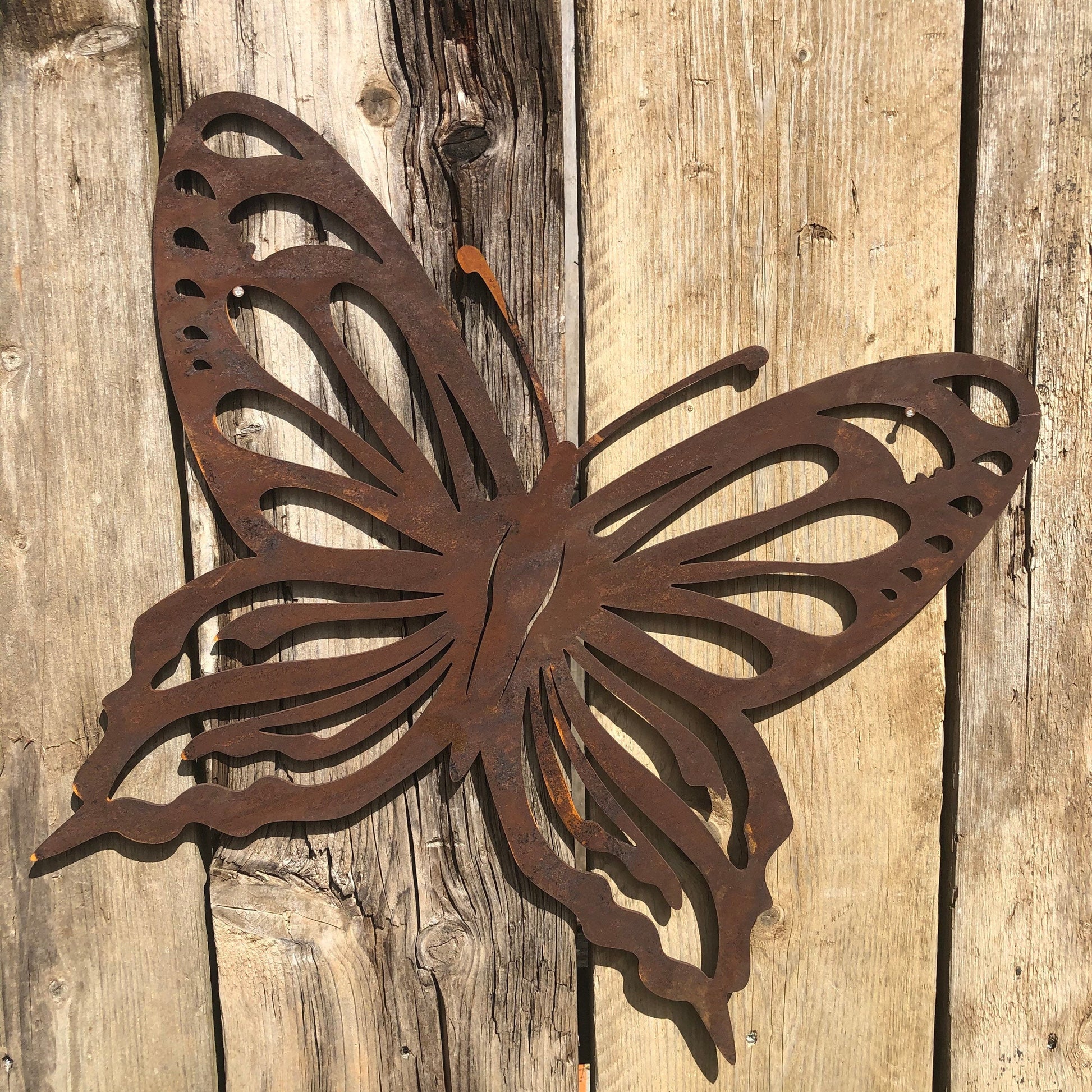 Large Rusty Metal Butterfly Wall Art Decoration