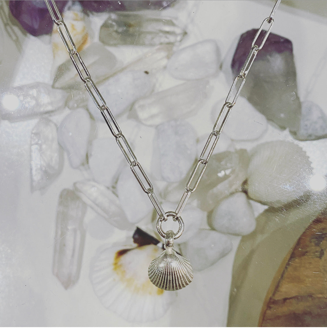 Sterling Silver Shell Trace Chain Necklace