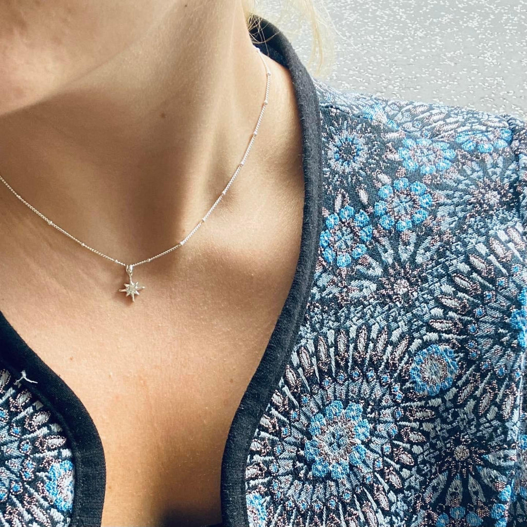 North Star Satellite Necklace in Recycled Silver