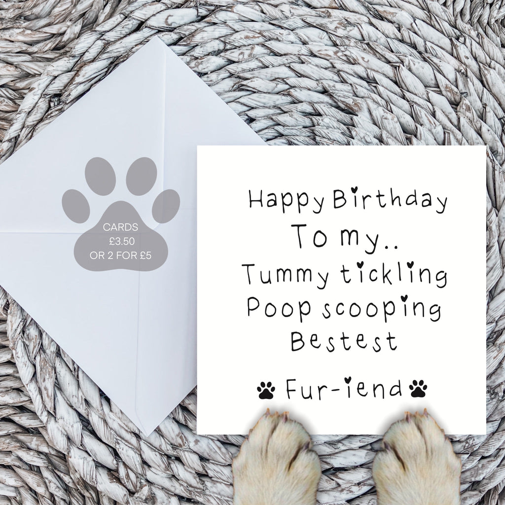 Tummy Tickling Poop Scooping Bestie Birthday Card for Pet Lovers