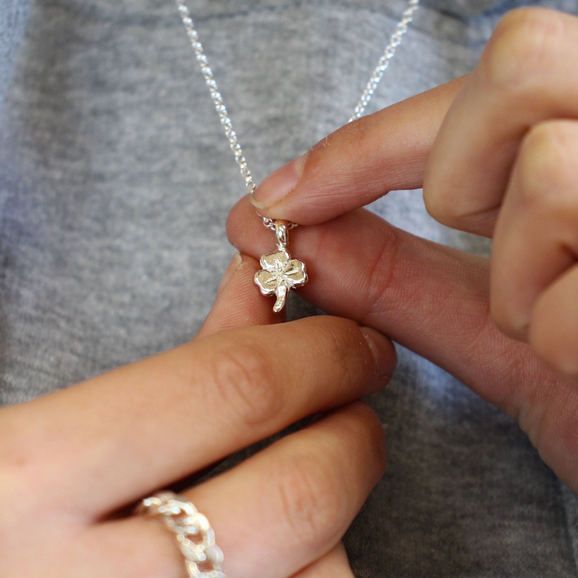 Lucky Clover Sterling Silver Necklace