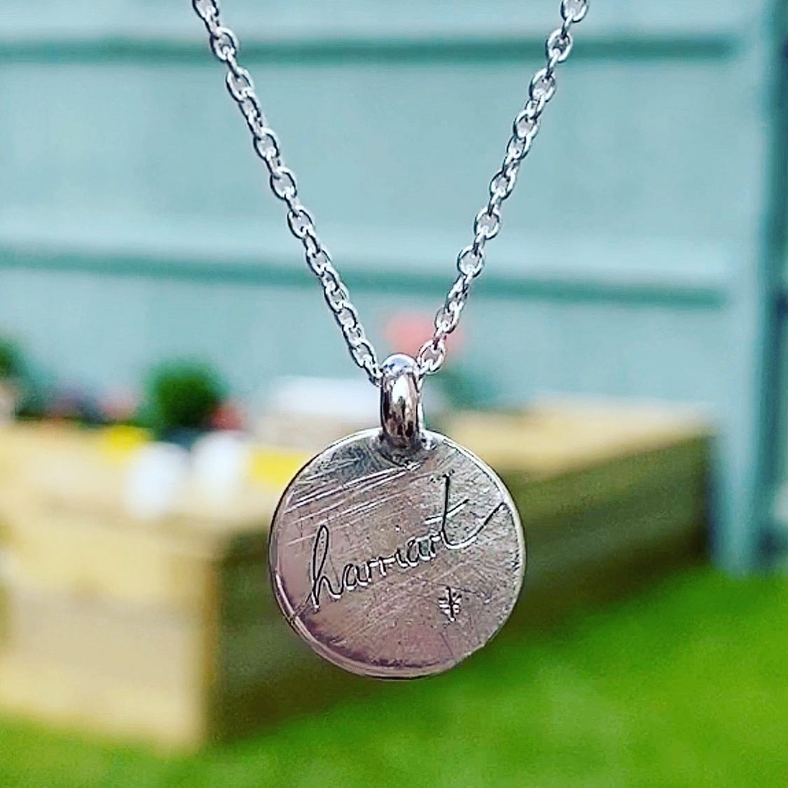 Personalised New Moon Necklace in Sterling Silver