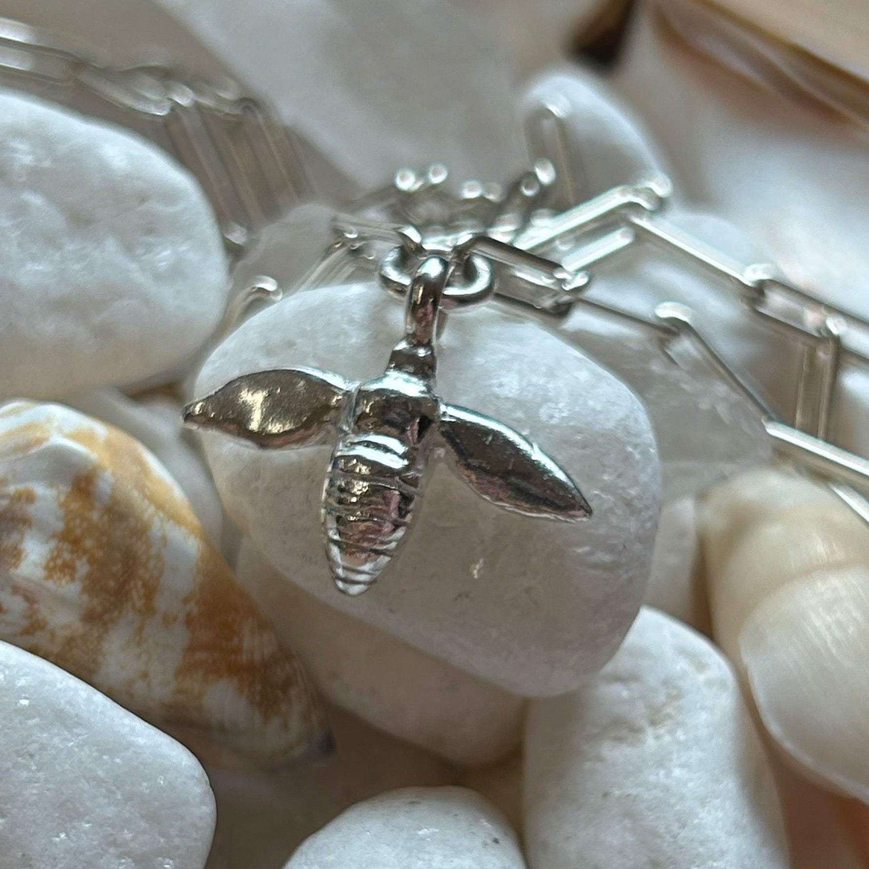 Honey Bee Trace Chain Necklace in Sterling Silver