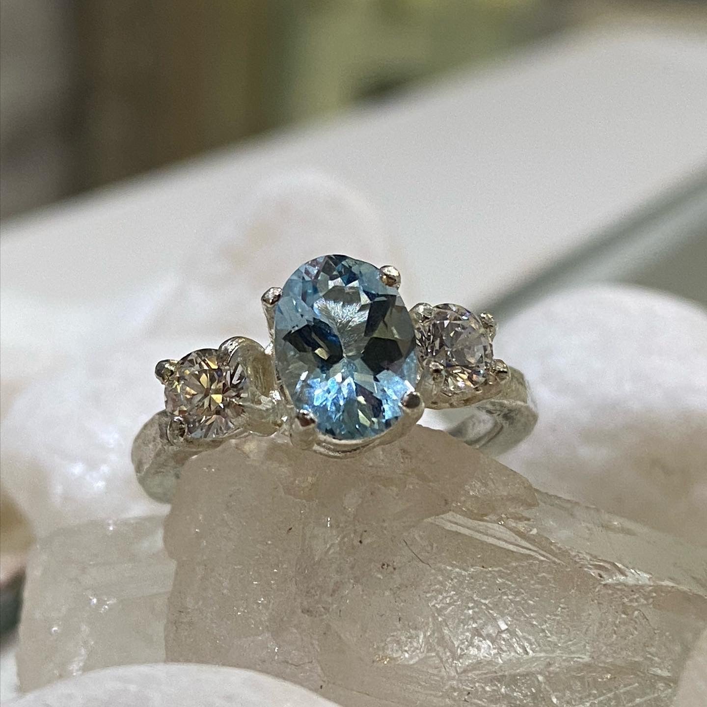 Blue Topaz Princess Ring in Sterling Silver