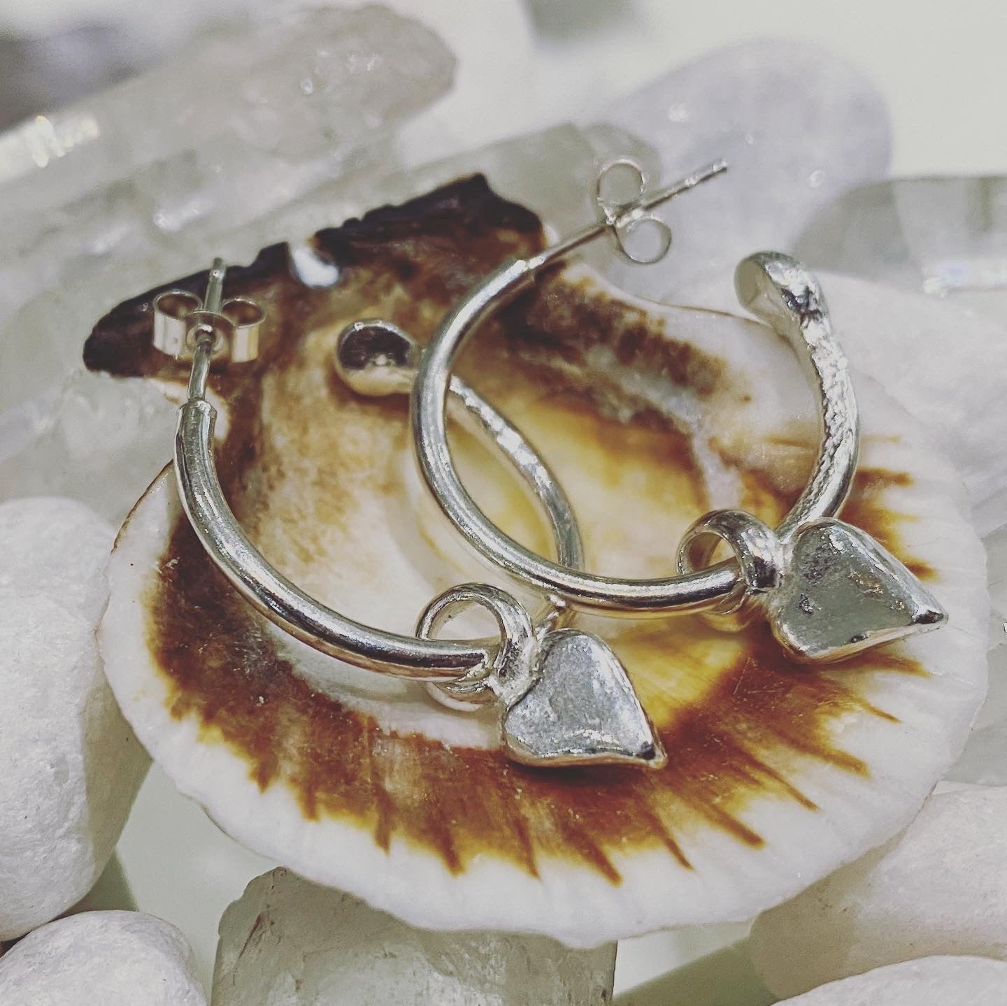 Baby Heart Hoops in Sterling Silver