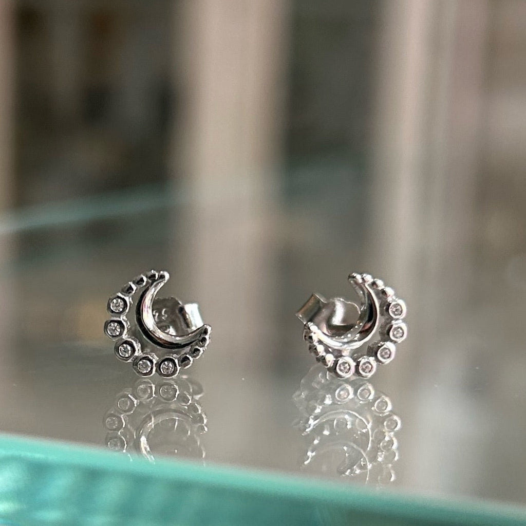 Celestial Moons Sterling Silver Studs