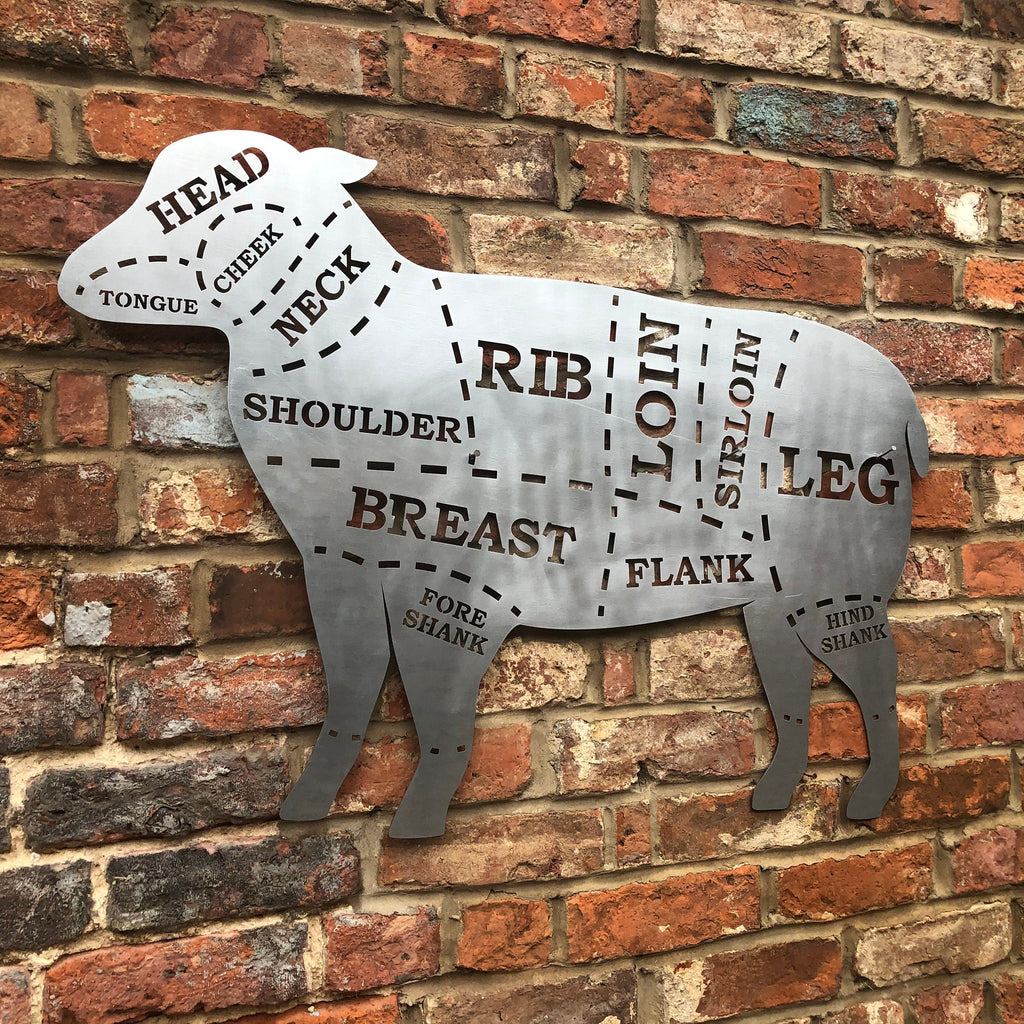 Large Galvanized Steel Butchers Lamb Wall Decoration