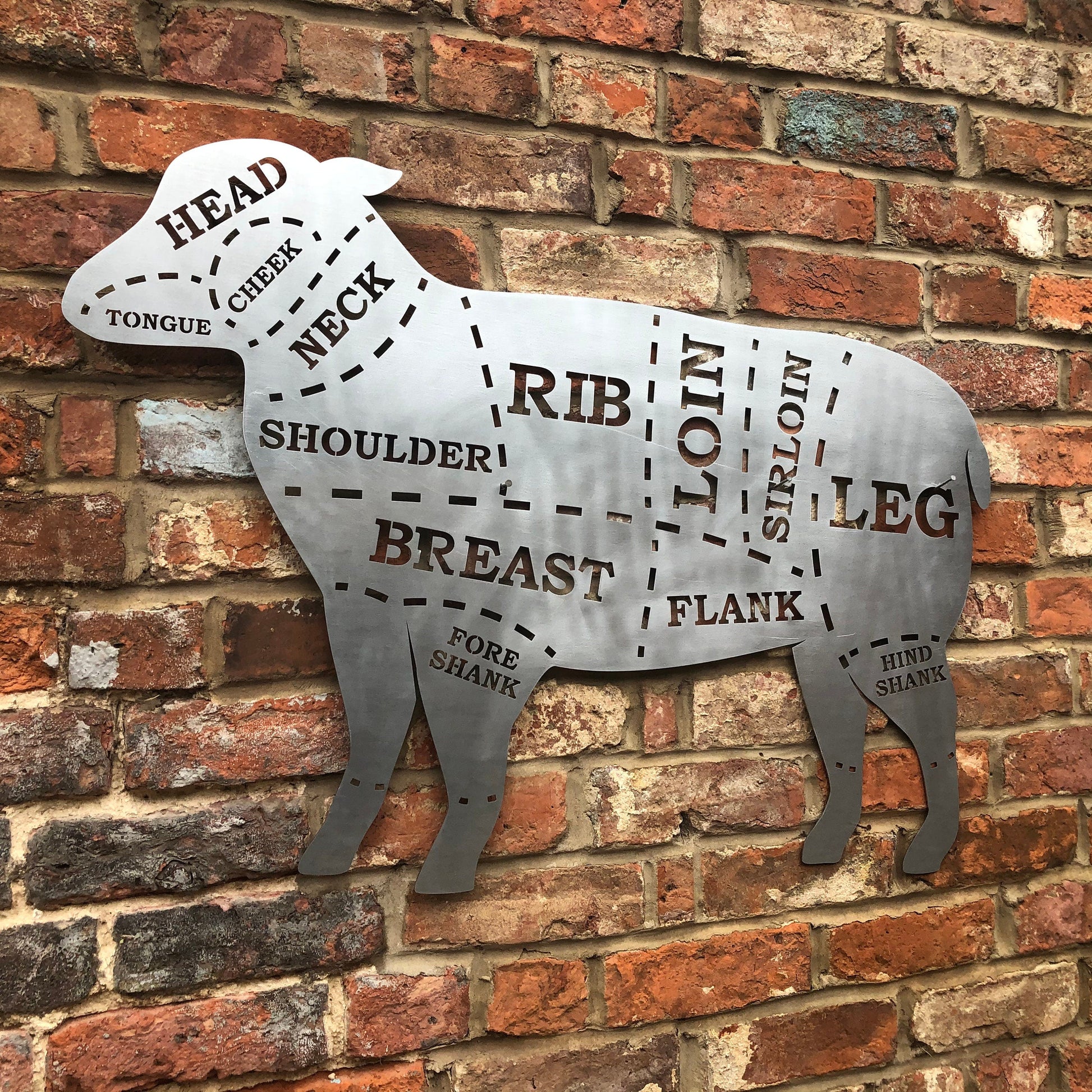 Large Galvanized Steel Butchers Lamb Wall Decoration