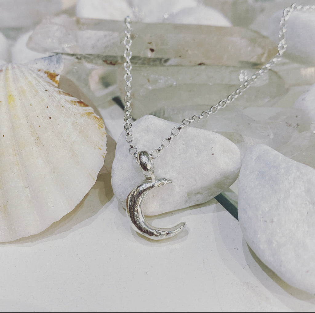 Crescent Moon Necklace in Sterling Silver