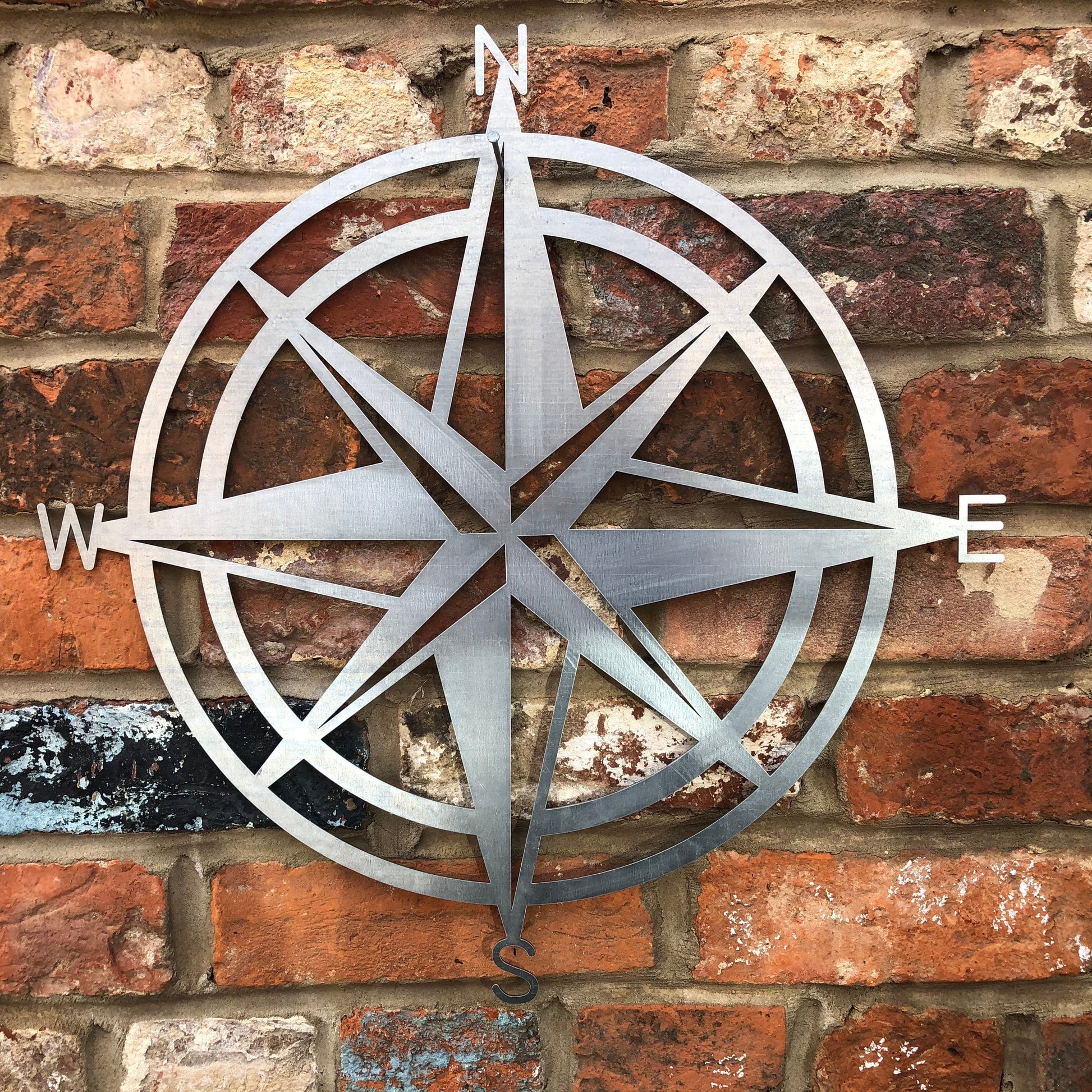 Galvanized Steel Compass Wall Decoration 50cm