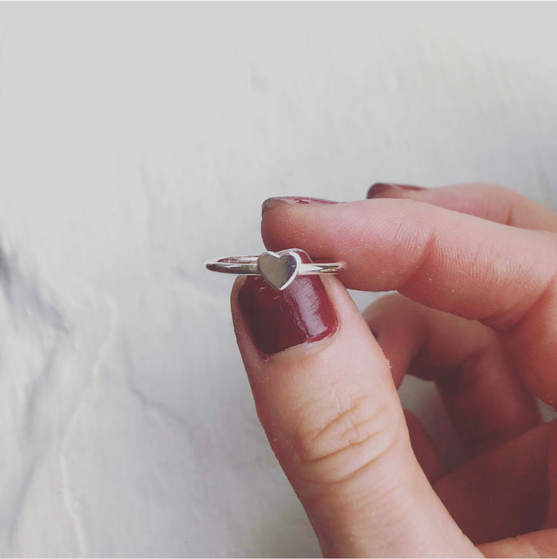 Skinny Mini Heart Ring in Sterling Silver