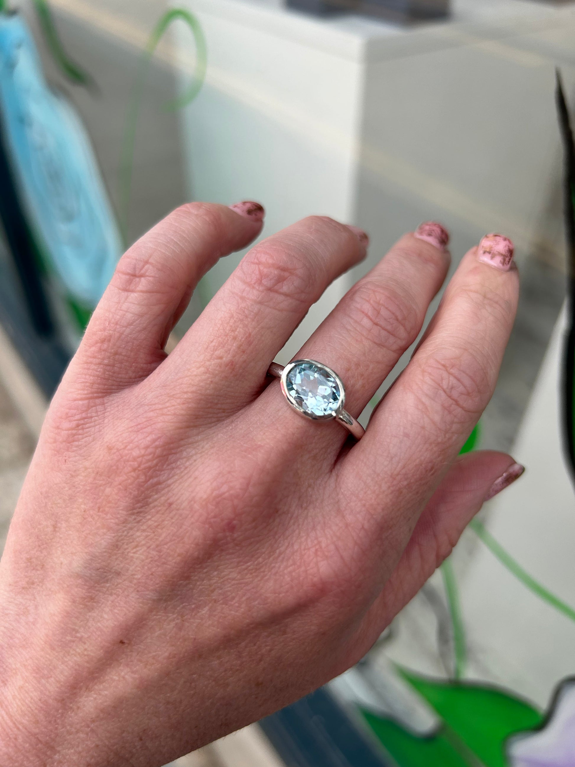 Silver Topaz Oval Ring