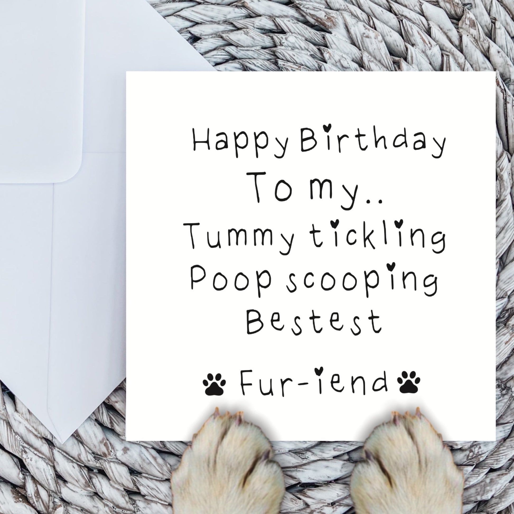 Tummy Tickling Poop Scooping Bestie Birthday Card for Pet Lovers
