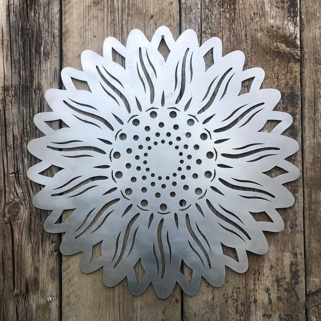 Large Galvanized Steel Sunflower Garden Decoration 55cm