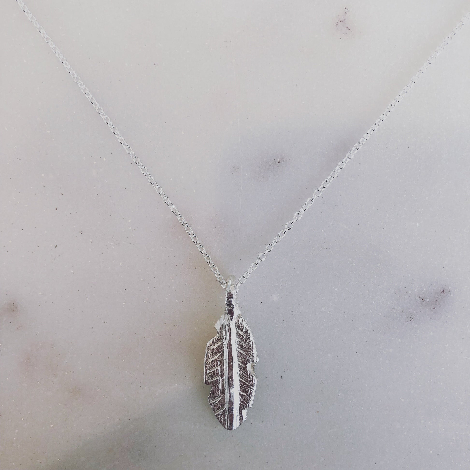 Recycled Sterling Silver Feather Necklace