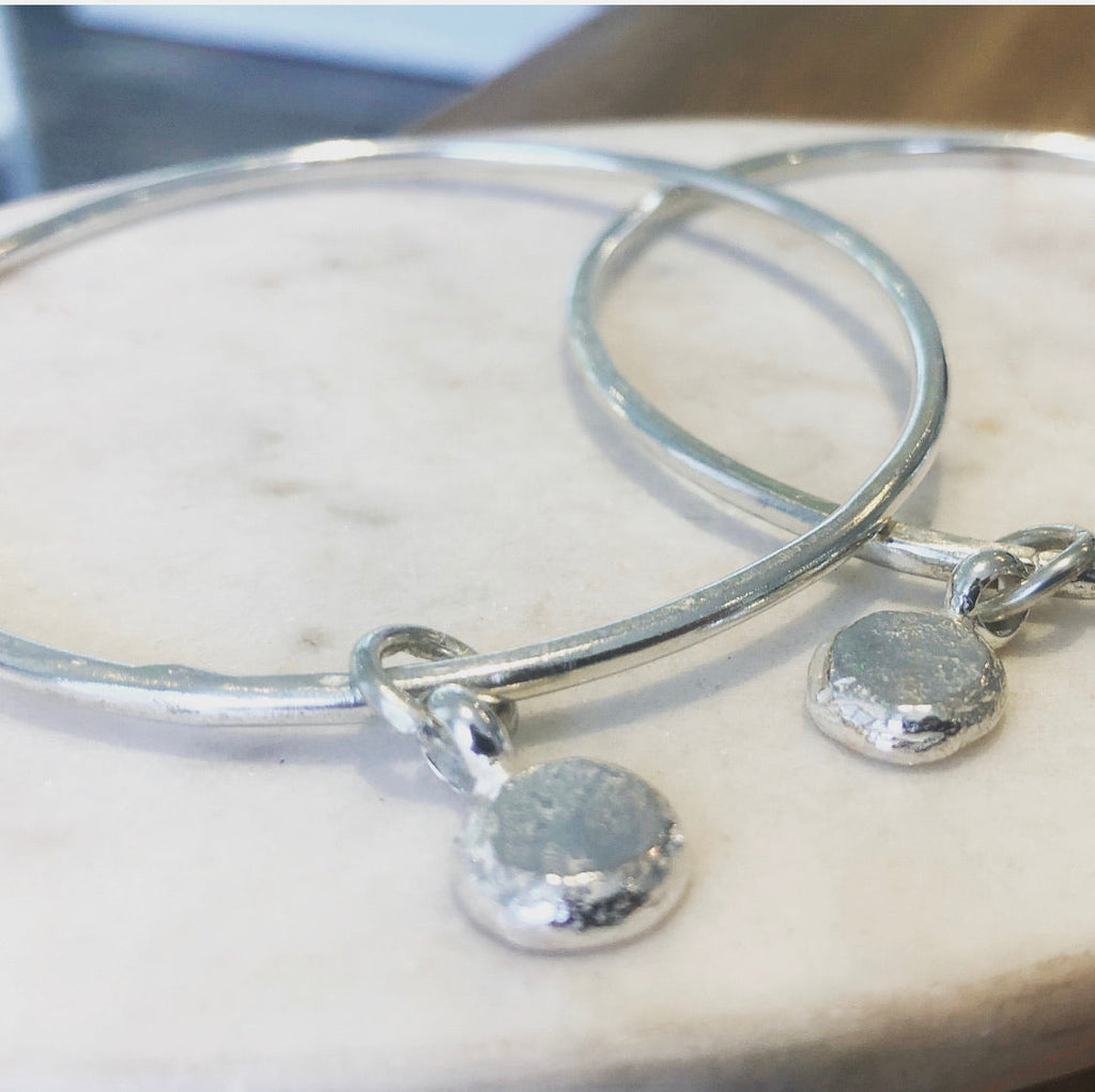 Pebble Charm Bangle in Sterling Silver