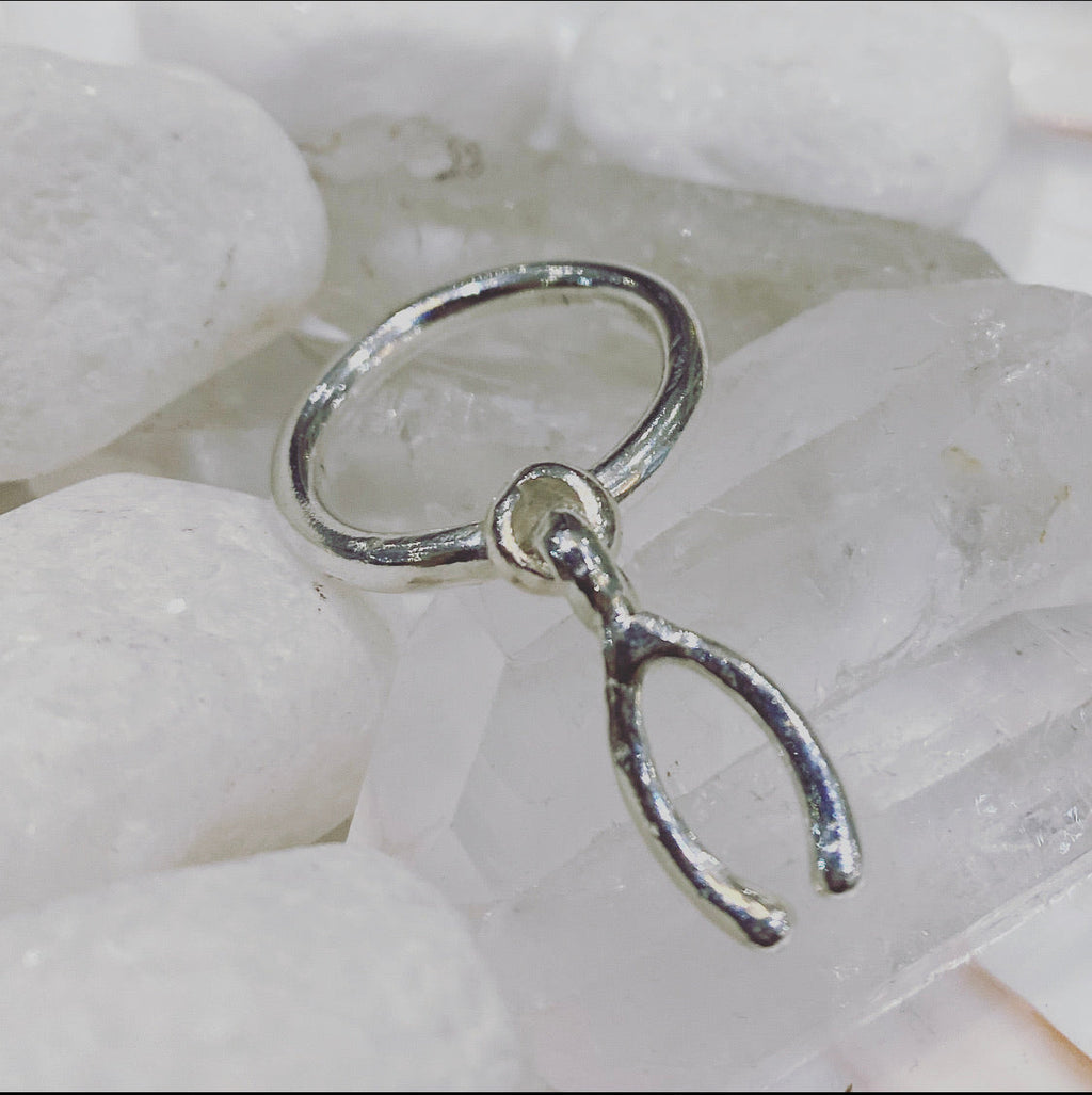 Wishbone Dangle Ring in Sterling Silver