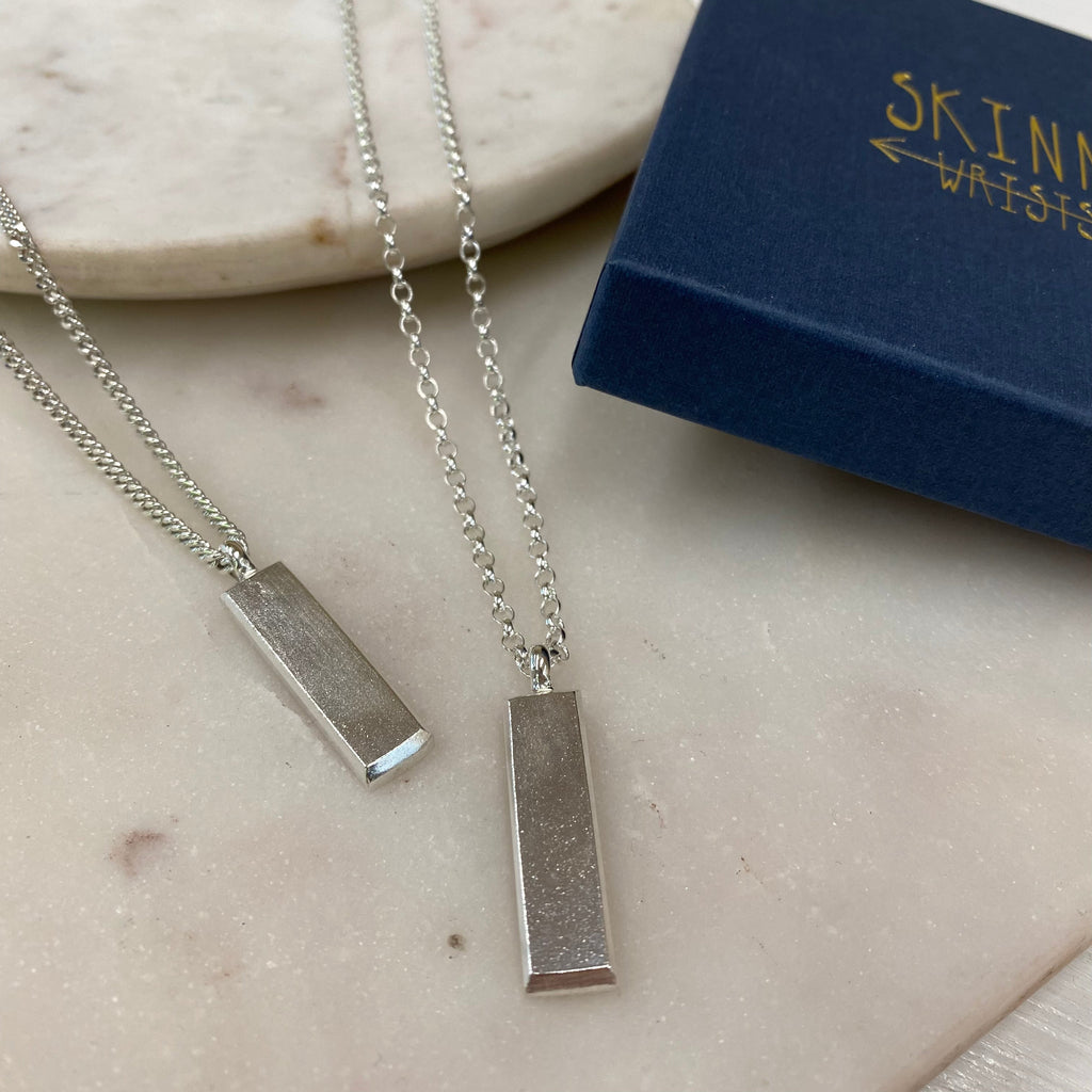 Chunky Ingot Necklace in Sterling Silver