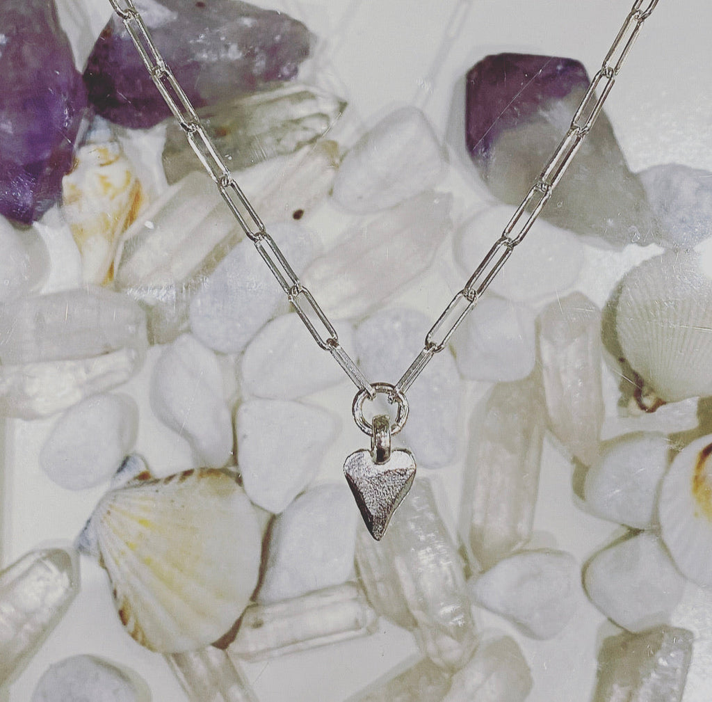 Heart Trace Chain Necklace in Sterling Silver