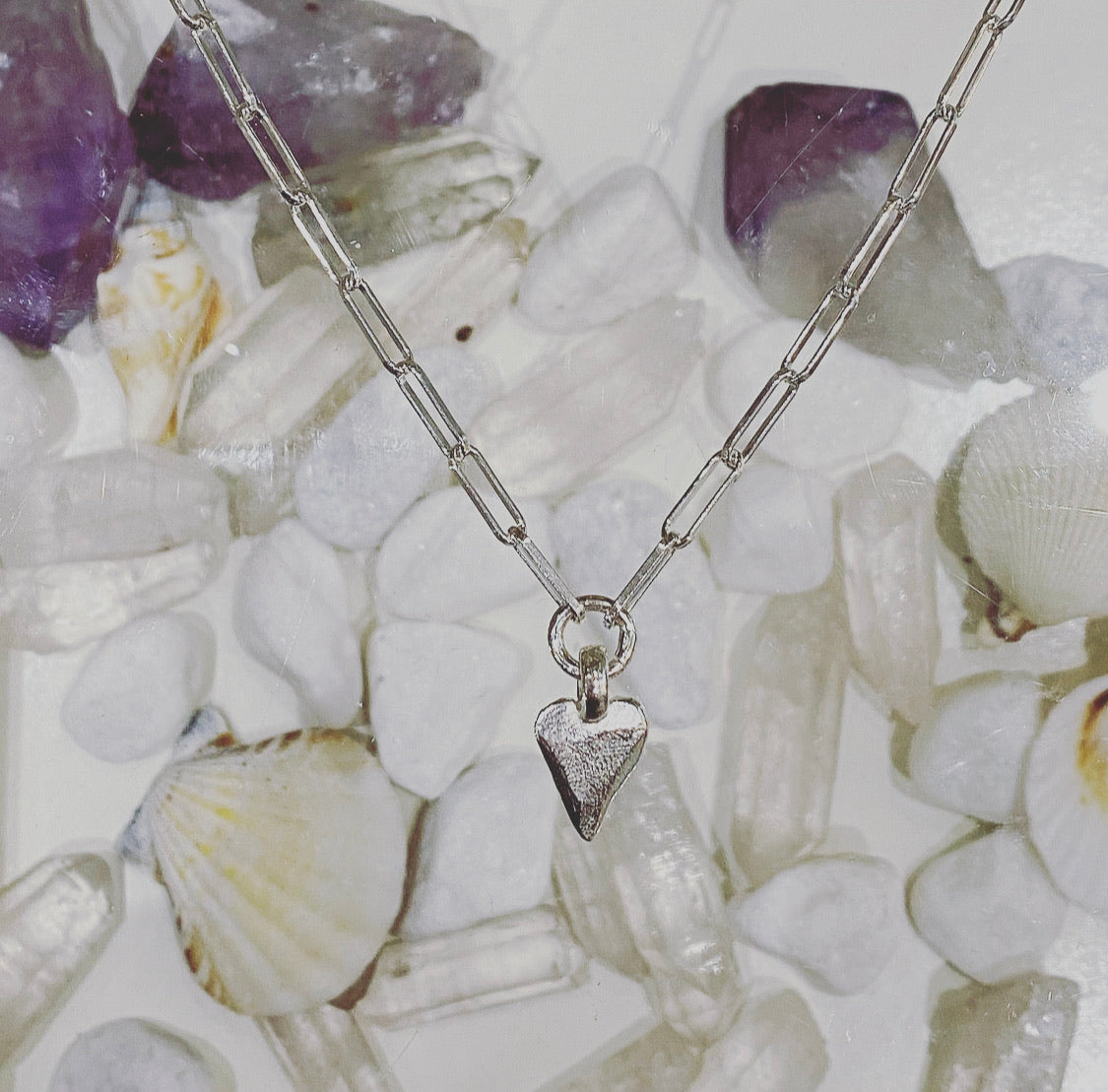 Heart Trace Chain Necklace in Sterling Silver