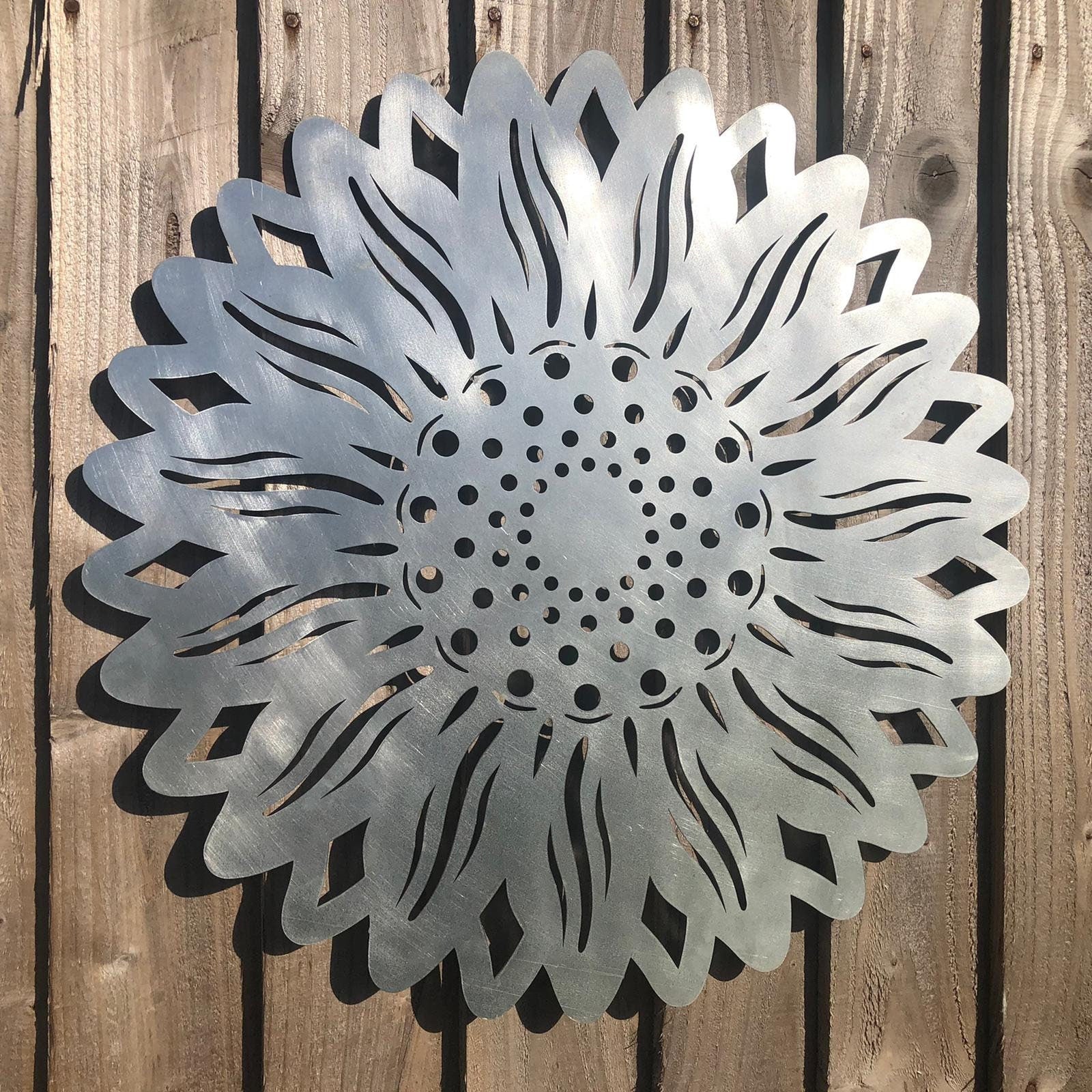 Large Galvanized Steel Sunflower Garden Decoration 55cm