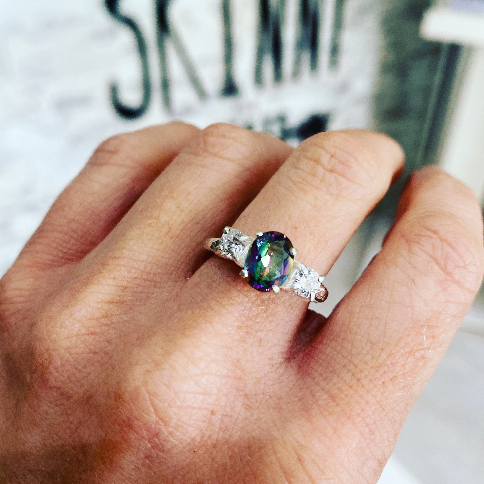 The Mermaid Sterling Silver Ring with Mystic Topaz