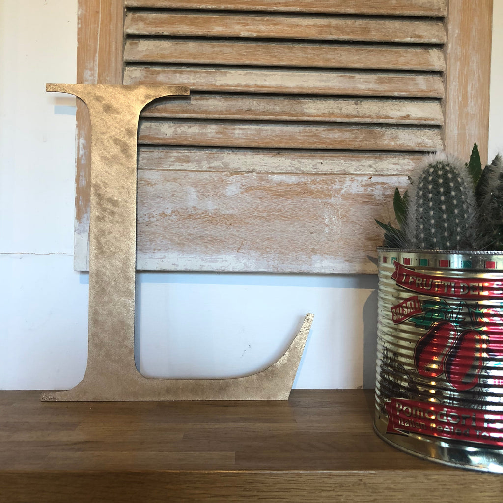 Distressed Gold Metal Letters A-Z 0-9 in 5 inch or 12 inch