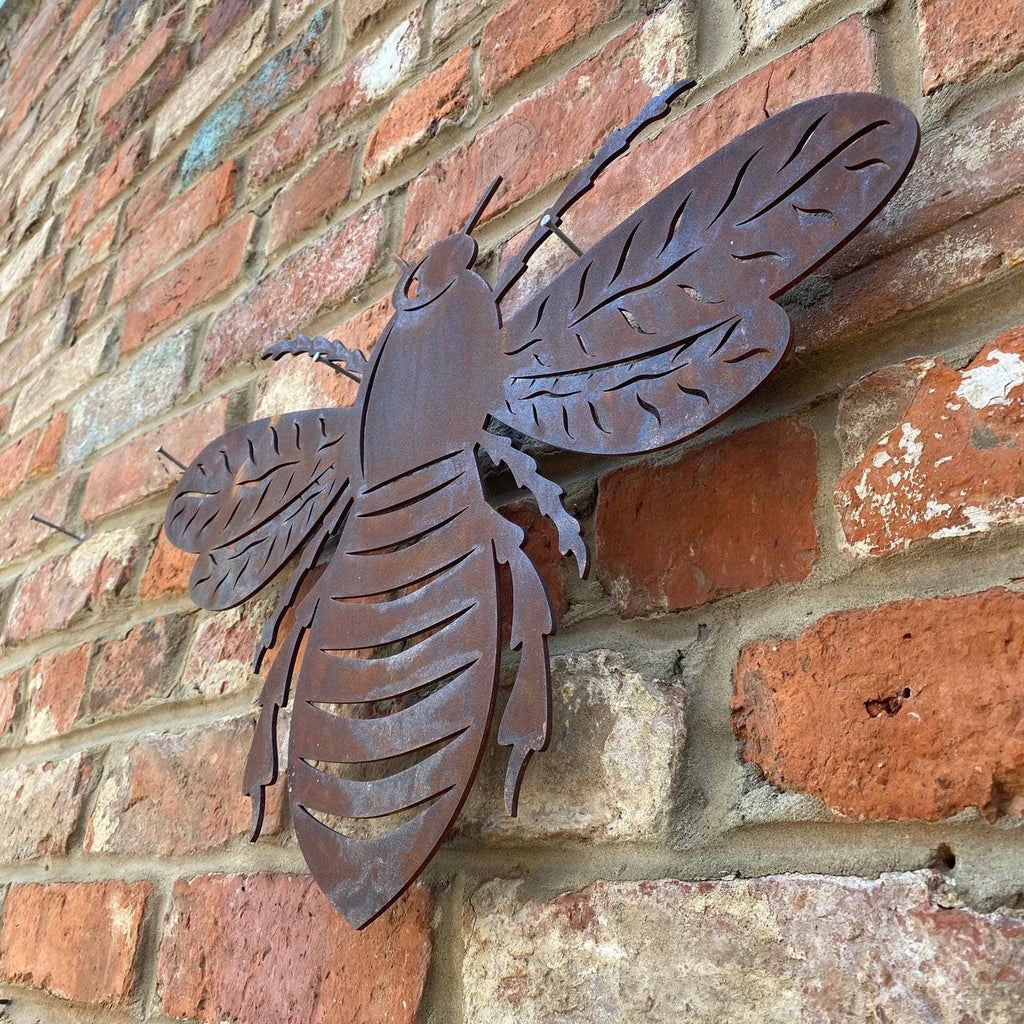 Large Rusty Metal Bee Wall Plaque