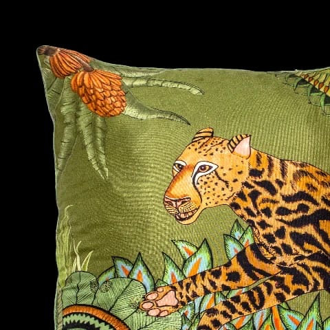 Cheetah Kings Forest Delta Silk Cushion Cover 40cm