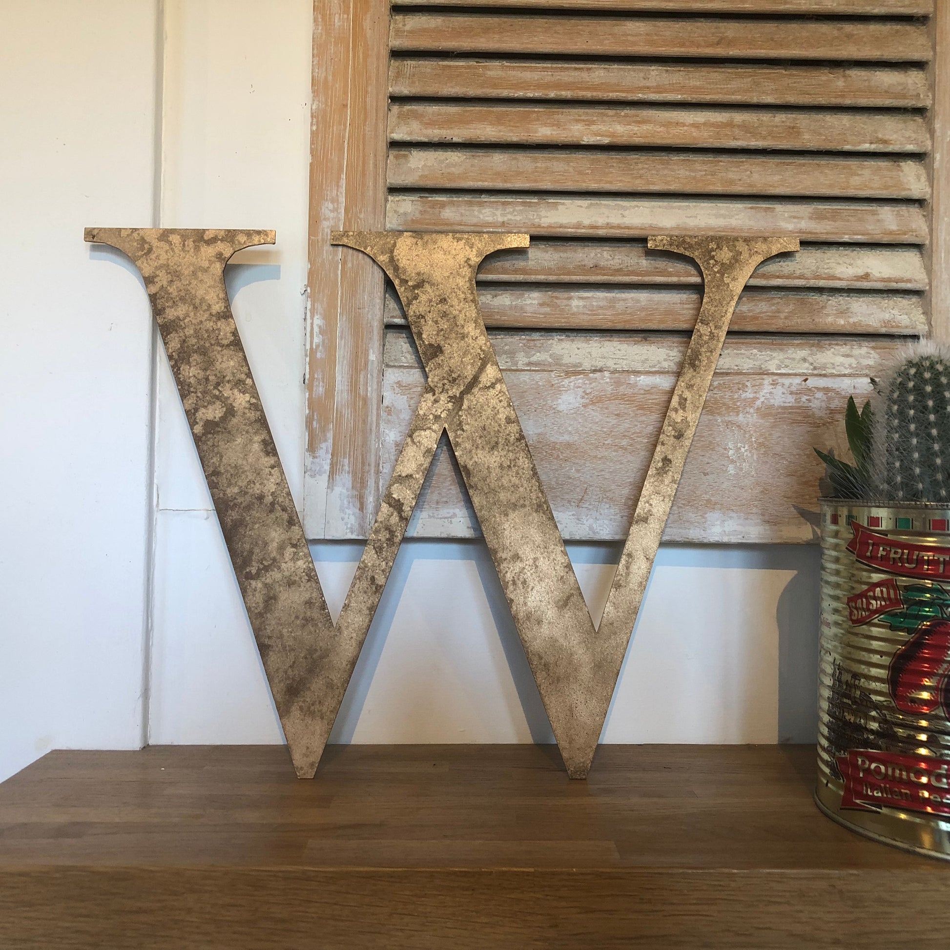 Distressed Gold Metal Letters A-Z 0-9 in 5 inch or 12 inch