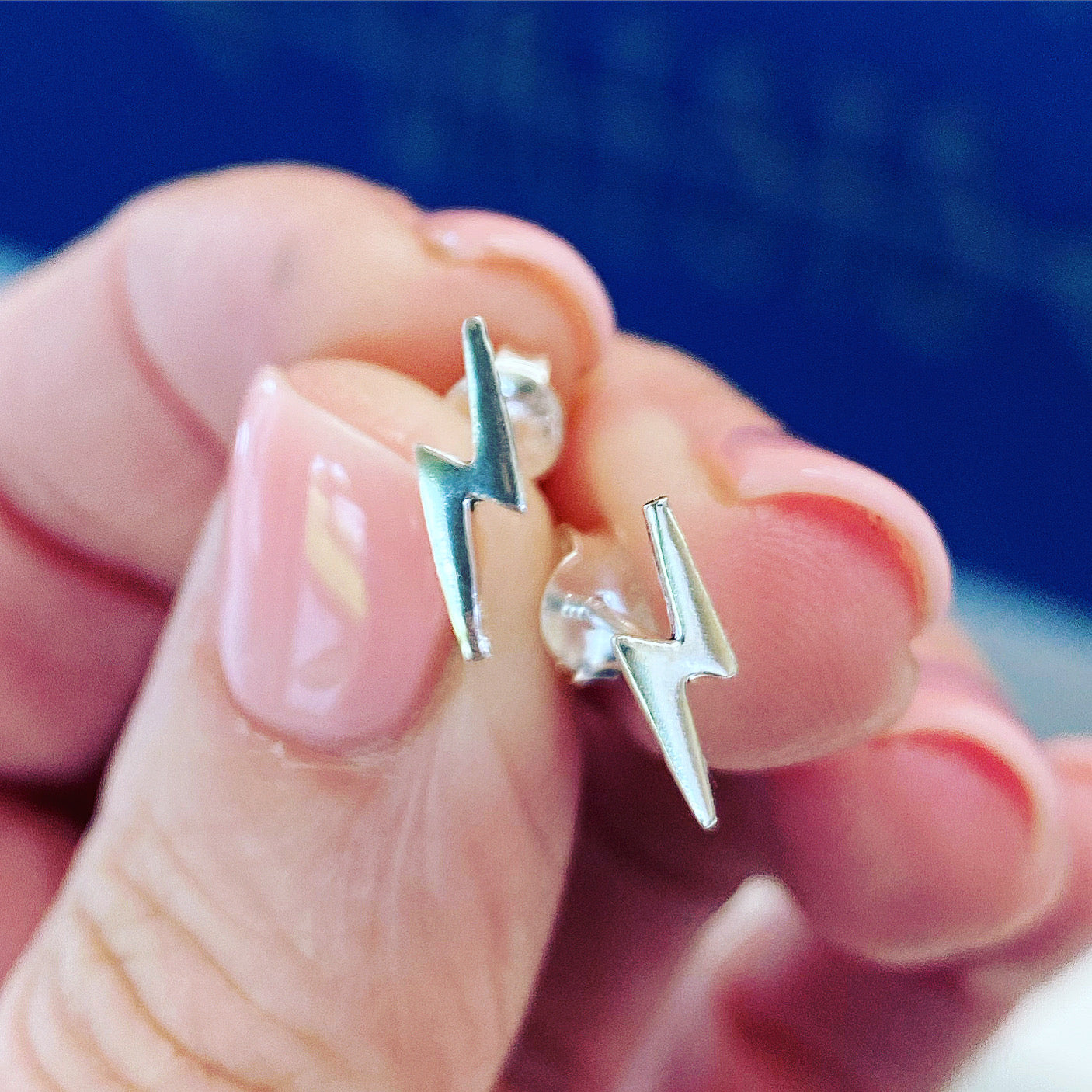 Lightning Bolt Sterling Silver Studs