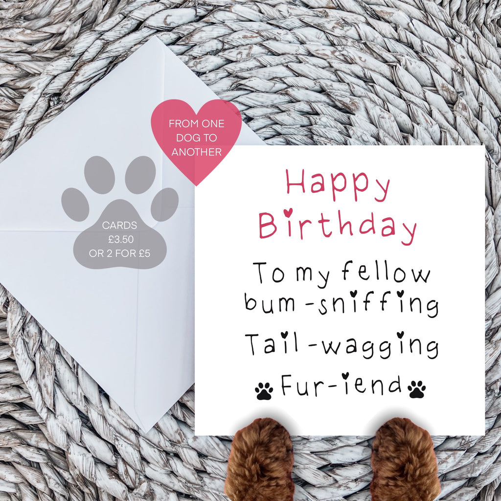 Happy Birthday Fellow Bum Sniffer Pink Dog Card