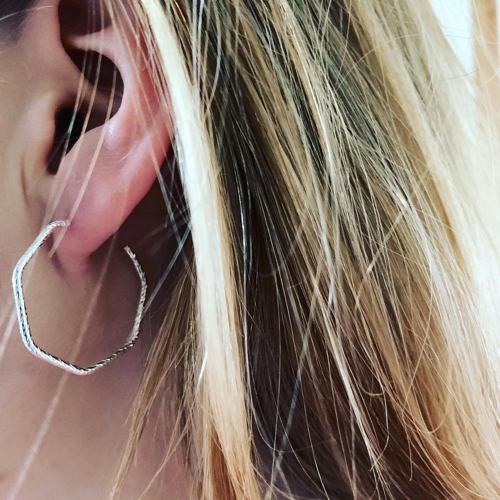 Hexagon Hoops in Sterling Silver